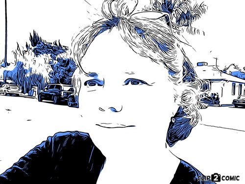 Comic-style portrait of Carolyn Pini
