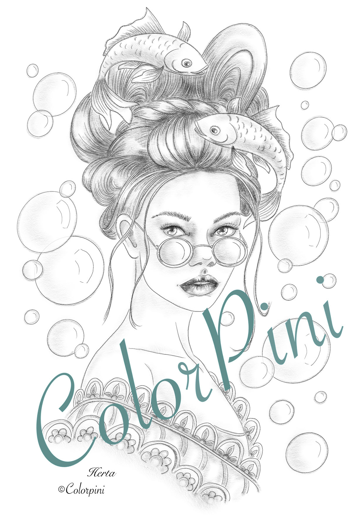 Herta grayscale coloring page sample