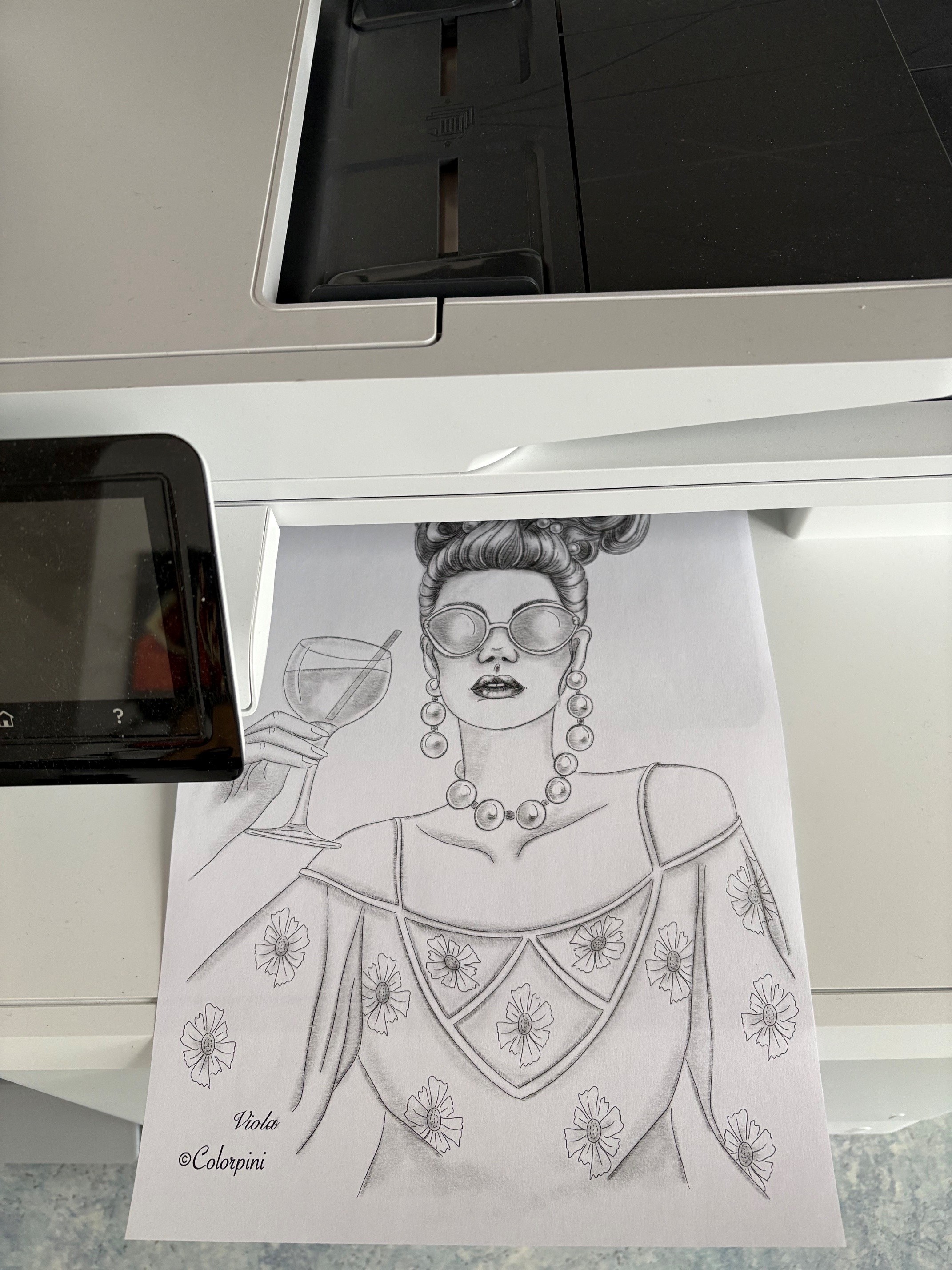 A printed Colorpini coloring page, ready to color at home