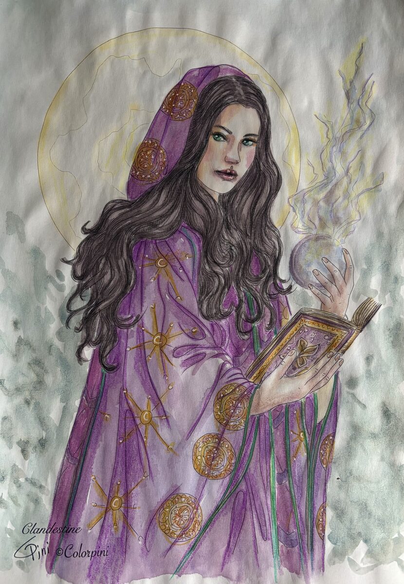 Clandestine, watercolor version by Carolyn Pini
