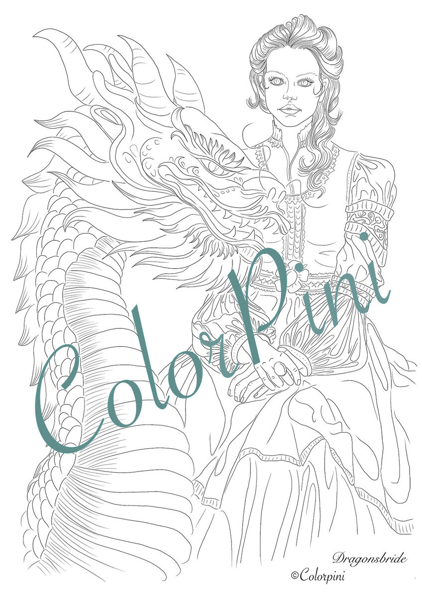 Dragon's Bride, hand-drawn lineart