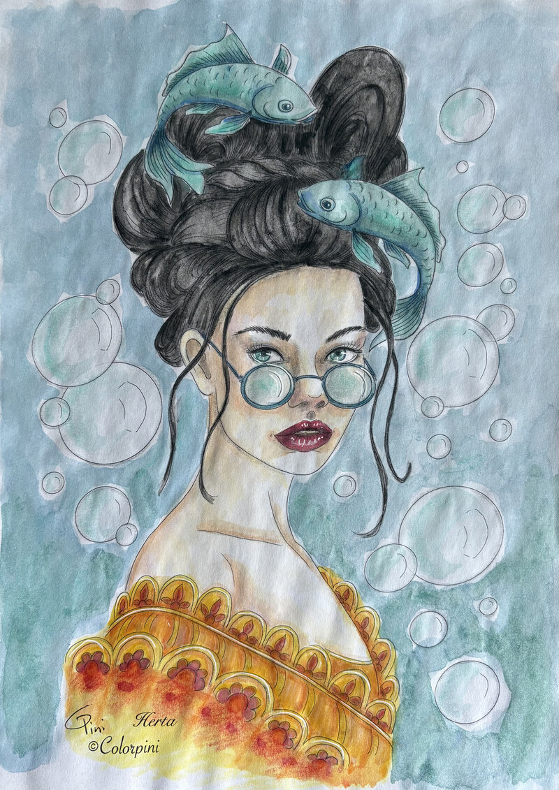 Herta, watercolor version by Carolyn Pini