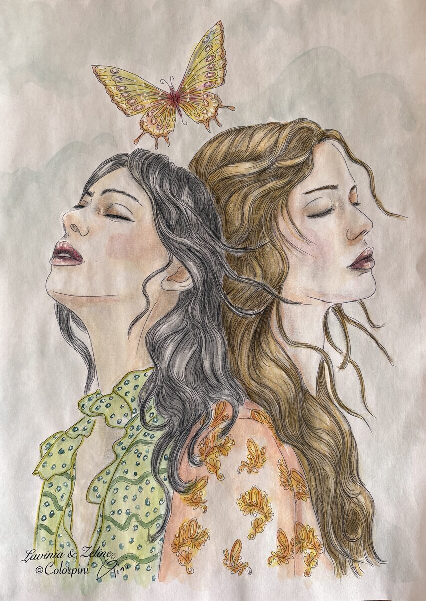 Lavinia & Zeline, watercolor version by Carolyn Pini