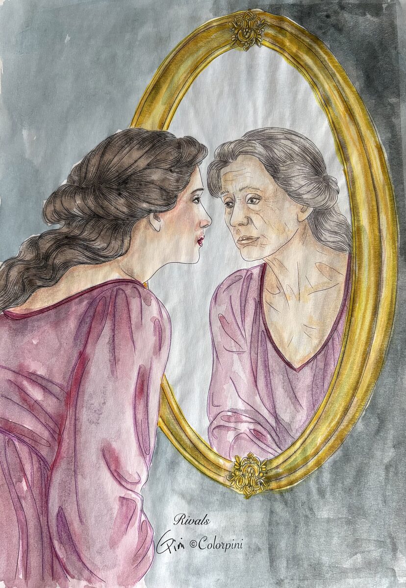 Rivals, watercolor version by Carolyn Pini